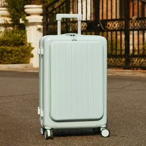 Valise de <span class=keywords><strong>voyage</strong></span> multifonctionnelle à ouverture frontale avec roulettes silencieuses, port de charge USB, porte-téléphone et porte-gobelet – Vente en gros de bagages - Product Image 6