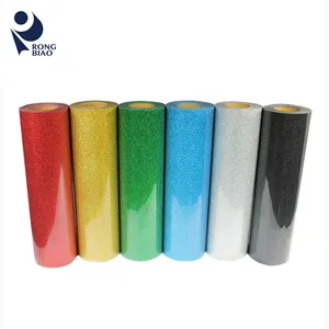 Pellicola in vinile flessibile in Pu Glitter (50cm * 1.0m/roll) con carta a trasferimento termico pellicola in vinile per tessuto nero/rosso/viola/dorato/argento
