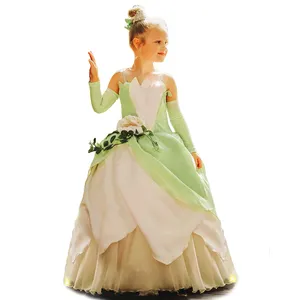 女孩派对角色扮演绿色公主儿童青蛙蒂安娜公主服装