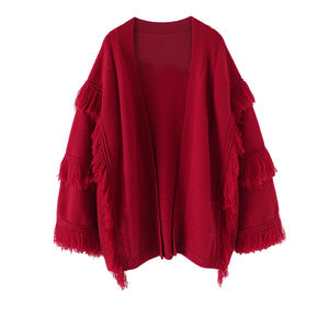 GUOOU Grand Manteau Hiver Lourd Epais Frangé Cardigan en <span class=keywords><strong>Cachemire</strong></span> à Manches Larges pour Femmes Long <span class=keywords><strong>Pull</strong></span> en <span class=keywords><strong>Cachemire</strong></span> Pur - Product Image 4