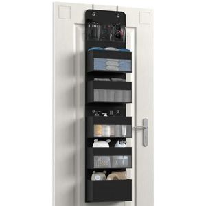 6-<b>Shelf</b> Over Door Clothing Organizer Foldable Multifunctional <b>Hook</b> Type Storage Bag with Clear Window for Living Room - Product Image 1