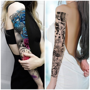 <span class=keywords><strong>Tatuajes</strong></span> Temporales Grandes para <span class=keywords><strong>Hombre</strong></span>, Diseño <span class=keywords><strong>de</strong></span> Flor Grande, Resistentes al Agua, Color Negro, para <span class=keywords><strong>Brazo</strong></span> Completo - Product Image 3