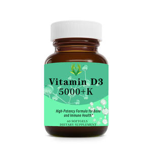 Cápsulas Blandas de Vitamina D3 5000+K OEM ODM, Vitamina D K MK-7, Apoyo a la Salud Inmunológica, Salud Ósea, Absorción de Calcio, Fortalecimiento de Huesos y Dientes - Product Image 1