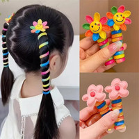 Nouveaux élastiques tendance en caoutchouc pour enfants, attaches pour cheveux en spirale, élastiques en forme de fil téléphonique, accessoires pour queue de cheval