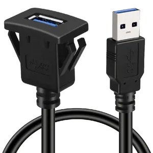 USB 3.0 Kabel Ekstensi Dudukan AUX Flush Panel Laki-laki Ke Perempuan untuk Mobil Truk Perahu Sepeda Motor Dashboard 1M 2M Kawat Tahan Air