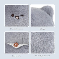 Peluche chaton gris mignon et amusant, adorable poupée, coussin câlin pour dormir, compagnon de lit, cadeau d'anniversaire parfait, unisexe, polyester