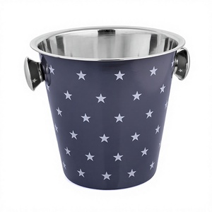 ถังแชมเปญพิมพ์ลายพร้อมด้ามจับ,ถังไวน์สแตนเลสพร้อมลูกบิดรูปดาว - Product Image 1