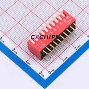 DSDP-10-R DIP Switch Through hole Component (THT) Switch Piano Key 10 2.54mm Red - Product Image 1