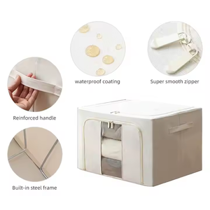 Caja de almacenamiento <span class=keywords><strong>Rectangular</strong></span> para máquina de coser Simple 2014, tela de lona con marco de acero de gran capacidad de 66L y contenedor de almacenamiento plegable - Product Image 6