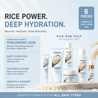 Ensemble de soins de la peau OEM/ODM à l'extrait de riz et à l'acide hyaluronique, 6 pièces : nettoyant visage, tonique, essence, lotion, crème hydratante pour le visage