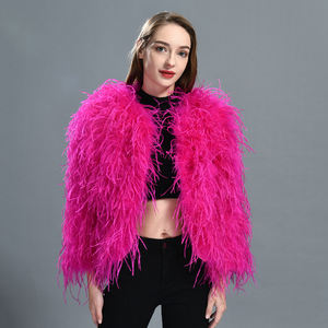 Veste en vraie fourrure de plumes pour filles, manteau en plumes d'autruche véritable, sexy et doux, pour femmes, de luxe, d'hiver, personnalisé de haute qualité, en gros - Product Image 1