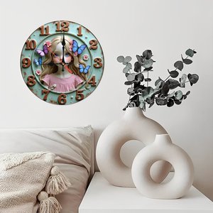 Round Wooden Wall <b>Clock</b> 25x25Cm Natural Beech Wood Silent Home Living Room <b>Bedroom</b> Hanging <b>Clock</b> - Product Image 2