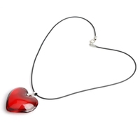 43mm Rouge Amour Coeur Cristal Perle Pendentif Collier pour Femmes Lien Chaîne Amant Fille Cadeau À La Mode Sautoir Halskette