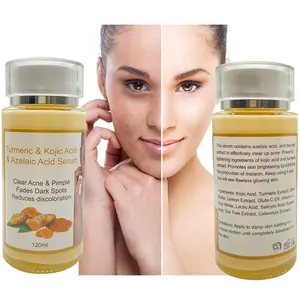 Private Label Turmeric Kojic Acid Azelaic Acid Anti Clear Acne Fades Dark Spots Reduces Discoloration Whitening Skin Care Serum