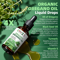 Huile d'origan liquide en gouttes, huile de nigelle, vitamine E, complément alimentaire naturel à base de plantes, soutient la santé digestive, antioxydant, pour adultes, végétalien