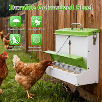 Mangeoire à poulet personnalisée JH-Mech, design à 6 ports d'alimentation, poignée supérieure en métal robuste, verrous latéraux sécurisés, mangeoires en métal pour poulets