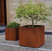 Pot de fleurs en acier corten à effet métallique, pour l'intérieur et l'extérieur, jardinières en acier galvanisé