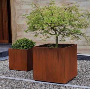 กระถางต้นไม้เหล็กคอร์เทนลายโลหะ สำหรับปลูกต้นไม้ในร่มและกลางแจ้ง  ทำจากเหล็กชุบสังกะสี - Product Image 3