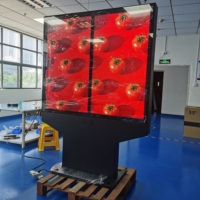 Machine publicitaire avec Android Outdoor Vertical Dual Restaurants Menu Board Écran LCD Étanche 55 "Woden Box Affiche numérique