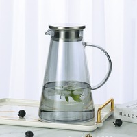 Hxglass 1800ml Carafe à thé en verre borosilicate de haute qualité, ensemble de pichet à thé, transparent, ambre, poignée lisse, nouveau design pour les amateurs de thé