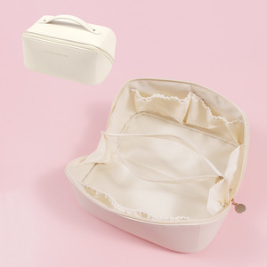 Sac à cosmétiques imperméable en cuir PU de couleur unie à fermeture éclair transparente pour femmes Berger, grande capacité moyenne - Product Image 6