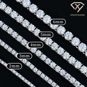 Custom 925 Silver Gra Certified Mossanite <b>Moissanite</b> Tennis <b>Chain</b> Necklace 2-6mm Diamond Tester Wholesale Hiphop Jewelry - Product Image 3