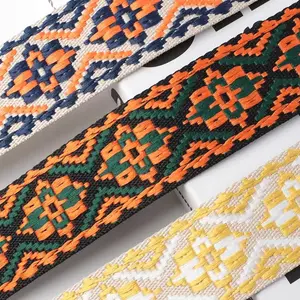 Wholesale 3.8CM 5CM Woven Vintage Embroidery Strap Ethnic Style Polyester Jacquard Webbing For Bag Shoulder Strap Garment Decor