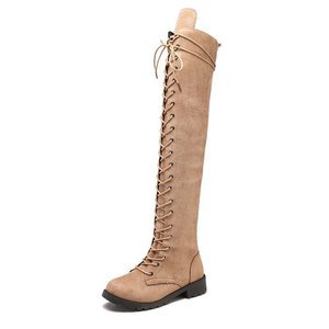 Bottes hautes pour femmes en <span class=keywords><strong>daim</strong></span> <span class=keywords><strong>noir</strong></span> à bout rond, élégantes pour l'hiver et l'automne, bottes à lacets au-dessus du genou - Product Image 1