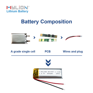 가볍고 튼튼한 3.7V 300mAh 파우치 전자 제품 및 의료 기기 용 리튬 이온 배터리 - Product Image 4
