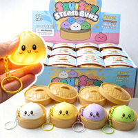 Porte-clés lumineux en silicone souple de 5 cm, motif Bao bao, avec fermoir mousqueton, breloque de sac et jouet anti-stress