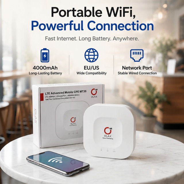 OLAX MT30 Mini 4G CPE Router 150Mbps 4G LTE WiFi Router with SIM Card Slot LAN Port 4000mAh Portable MiFi Hotspot Custom Logo