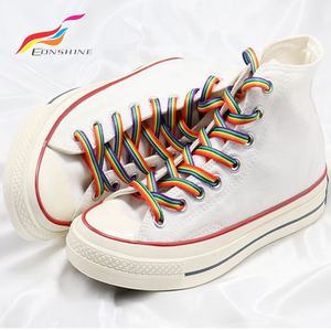 Lacets de chaussures plats imprimés multicolores avec impression colorée Lacets de chaussures fantaisie arc-en-ciel - Product Image 2
