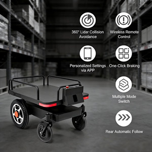 <span class=keywords><strong>Robot</strong></span> chariot <span class=keywords><strong>de</strong></span> suivi automatique <span class=keywords><strong>de</strong></span> personne, robuste, 100 kg, à quatre roues, pour transport <span class=keywords><strong>de</strong></span> marchandises - Product Image 6