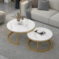 Table basse en marbre moderne nordique, plateau en métal durable, facile à nettoyer, table basse gigogne, mobilier de salon, base en métal