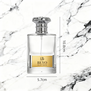 Botella de Perfume de vidrio de lujo de alta calidad de 100ml, Diseño de cilindro de cuello de crimpado transparente, bomba, tipo de sellado, pantalla de seda <span class=keywords><strong>BEYO</strong></span> XS394 - Product Image 2