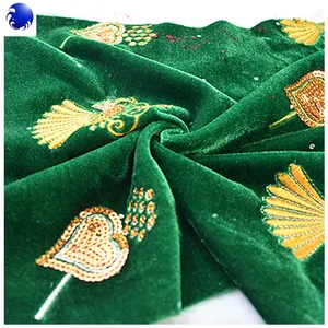 china no elasticity Beautiful embroidery design micro velvet 5000 fabric for clothing