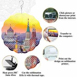 Sublimation Wind Spinner Blanks 3D Aluminum Hanging DIY Crafts Ornaments Indoor Garden Yard Window Porch <b>Front</b> <b>Door</b> <b>Decoration</b> - Product Image 2