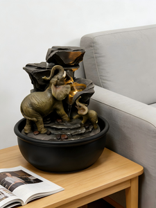 <span class=keywords><strong>Fontaine</strong></span> d'eau en forme de famille d'éléphants avec lumière LED - Product Image 2