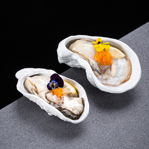 Plat à huîtres en céramique pour hôtels Tasse à gall de mer de forme spéciale pour restaurants Assiettes à collation directes aux œufs en céramique de style japonais - Product Image 4