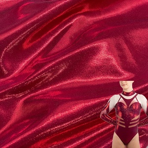 Chất Lượng Cao Màu Đỏ Sáng Bóng Mystique Hot Stamping Kim Loại Lá Elastane Nylon Spandex Vải Dệt Kim Đồ Bơi Hiệu Suất Mặc Vải - Product Image 1