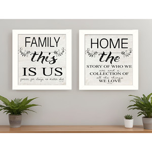 Set di due stampe bianche incorniciate HMS famiglia parete arte decorazione parete durevole - Product Image 1