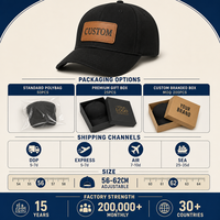 Op maat gemaakte leren patch baseballcap met borduurwerk, katoen, 6 panelen, verstelbare gebogen klep, groothandel OEM, lage minimale bestelhoeveelheid