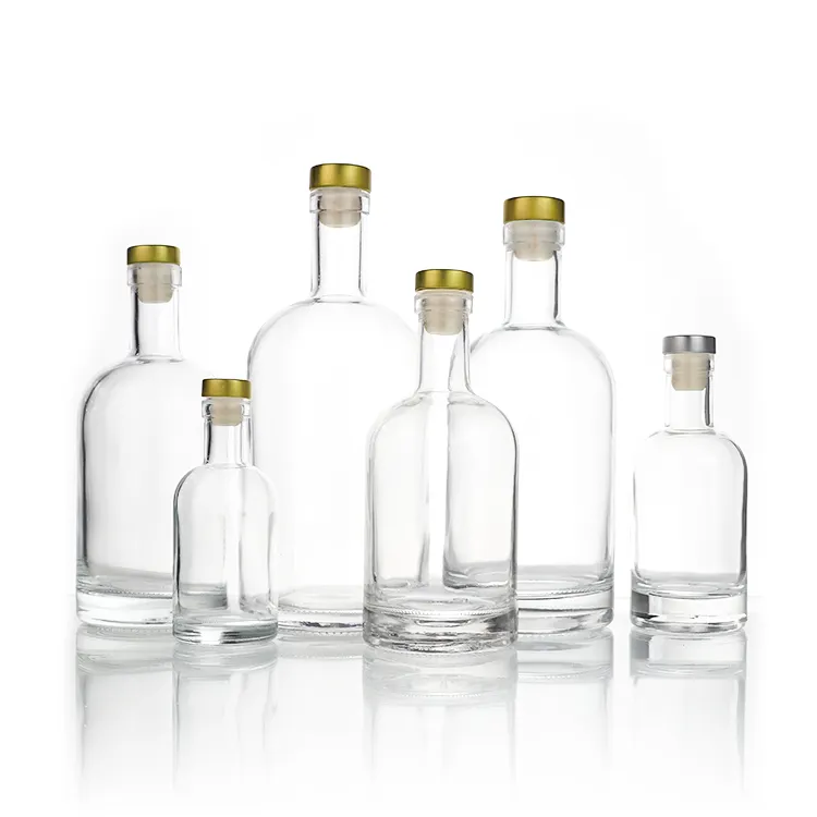 Bouteille de Tequila en verre transparente, 100 ml, 200 ml, 375 ml, 500 ml, 750 ml, 1 litre