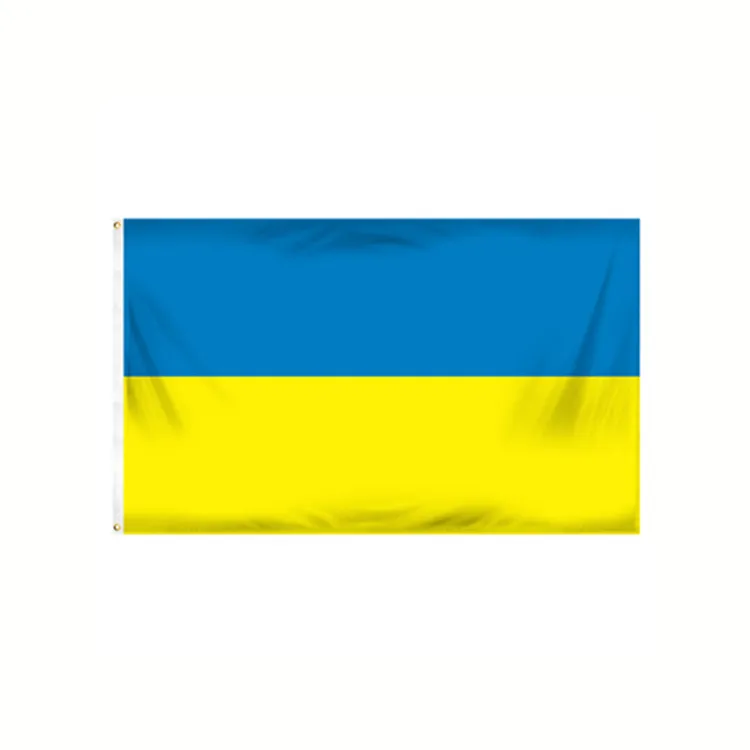 Großhandel 100 % Polyester 3 × 5 auf Lager blau gelb UKR Ukrainische Ukraine Flagge