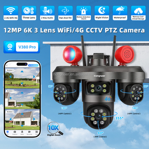 Hongnaer 12MP 6K 3 비디오 야외 무선 스마트 PTZ <span class=keywords><strong>IP</strong></span> 카메라 V380 Pro 3 렌즈 4G WiFi 감시 보안 네트워크 CCTV 카메라 - Product Image 2