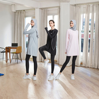 Haut de sport décontracté et modeste pour femme, style Moyen-Orient, conservateur, à séchage rapide, manches longues, vêtements de yoga anti-UV UPF50+