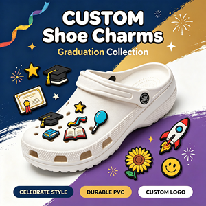 Custom PVC Unisex Clog Shoe Charms Personalized Your Logo Customized Color Size Graduation Series Accessories <strong>PDD</strong> Brand MOQ 100 - Product Image 1