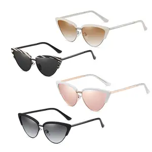 Wholesale Custom Vintage Square Cat Eye Sunglasses Metal Frame Trendy Designer Newest Cat Eye Women Sunglasses