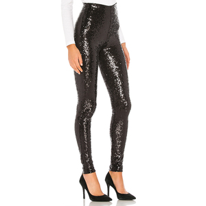 Pantaloni <span class=keywords><strong>Skinny</strong></span> Neri con Paillettes da Donna, Pantaloni Lunghi da Ufficio per Signore - Product Image 2