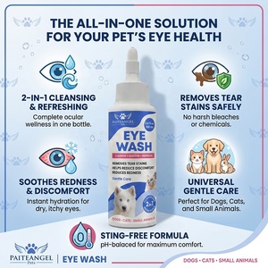 Nettoyant pour les yeux des animaux de compagnie 100 ml, éliminateur de taches de larmes pour chiens et chats, liquide nettoyant doux 2-en-1, soulagement des rougeurs pour petits animaux, OEM personnalisé - Product Image 1